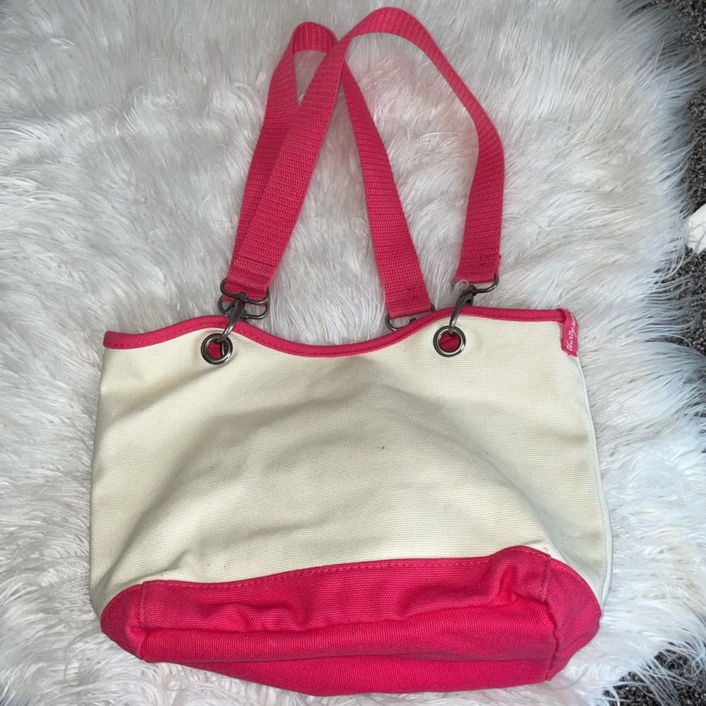 EUC canvas crew by thirty one mini tote bag with clip on handles.